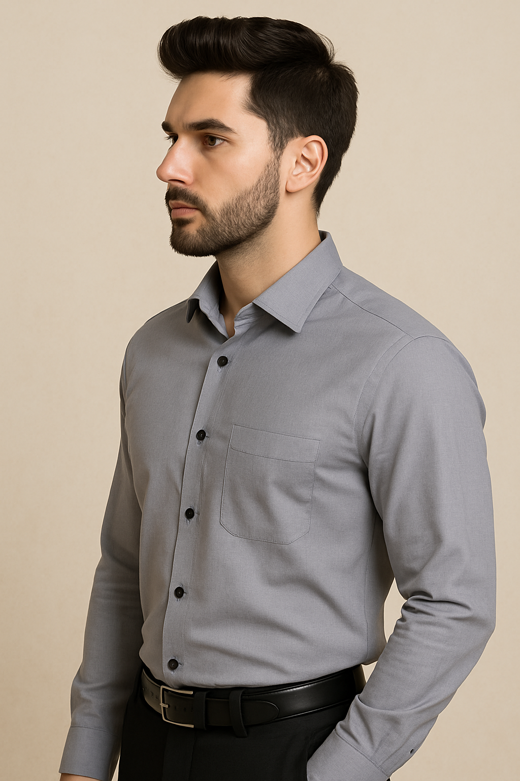 Grey Formal Shirt for Men – Premium Cotton Blended | Office & Party Wear - Image 2