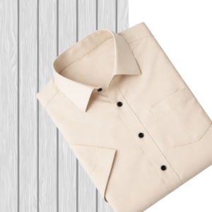 Men's Off-White Tailored Fit Formal Shirt with Black Buttons – Cotton Blend