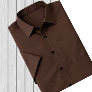 Men's Formal Chocolate Brown Blended Cotton Shirt with Black Buttons – Tailored Fit | Office & Party Wear
